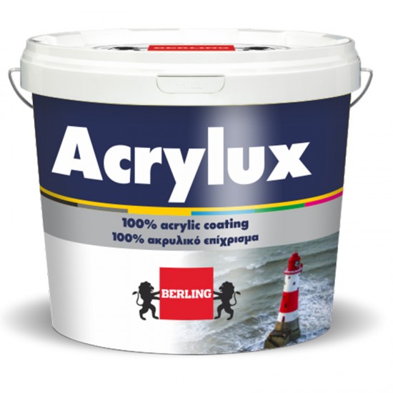 ΑΚΡΥΛΙΚΟ ΧΡΩΜΑ BERLING ACRYLUX ΛΕΥΚΟ 10LT ΣΠΙΤΙ & ΟΙΚΟΔΟΜΗ