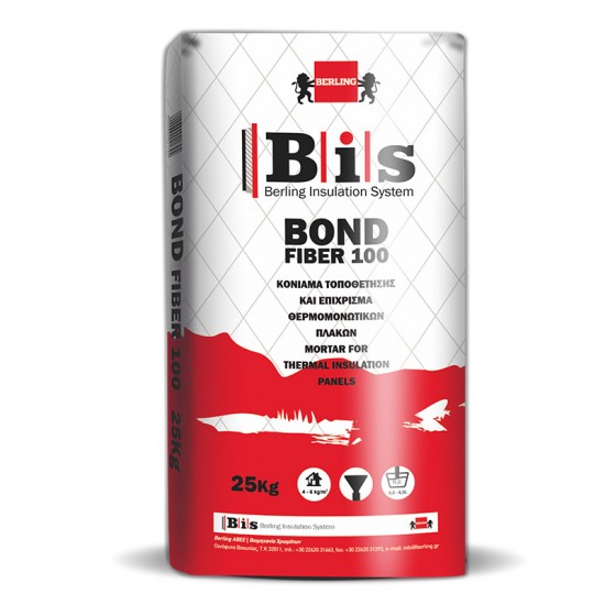 ΚΟΝΙΑΜΑ ΣΥΓΚΟΛΛΗΣΗΣ & ΕΠΙΧΡΙΣΜΑ ΘΕΡΜΟΜΟΝΩΤΙΚΩΝ ΠΛΑΚΩΝ BERLING BIS BOND FIBER 100 25Kg ΣΠΙΤΙ & ΟΙΚΟΔΟΜΗ