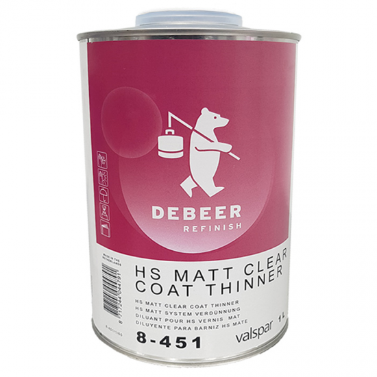 ΔΙΑΛΥΤΙΚΟ DEBEER 8-451 HS MATT CLEAR COAT THINNER 1Lt ΑΥΤΟΚΙΝΗΤΟ - ΜΗΧΑΝΗ -ΣΚΑΦΟΣ