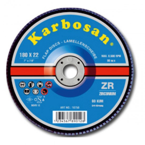 KARBOSAN 30670 ΔΙΣΚΟΣ ΠΤΕΡΥΓΙΩΝ ΓΙΑ ΑΝΟΞΕΙΔΩΤΑ , 115MM Χ 22 ZR120 CONIC FLAP