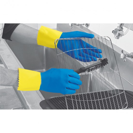 POLYCO RU560/M ΓΑΝΤΙΑ LATEX - ΔΙΠΛΗΣ ΕΜΒΑΠΤΙΣΗΣ ΧΗΜΙΚΩΝ (30CM ΜΕ ΜΑΝΣΕΤΑ) , ΜΠΛΕ - ΚΙΤΡΙΝΟ, MEDIUM